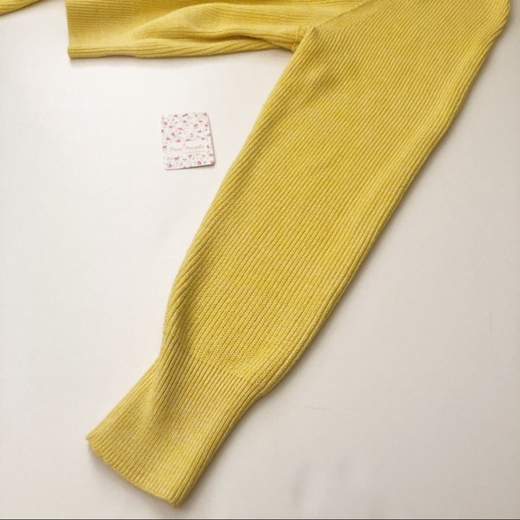 free people chunky knit sweater in lemon pop large - Picture 6 of 8